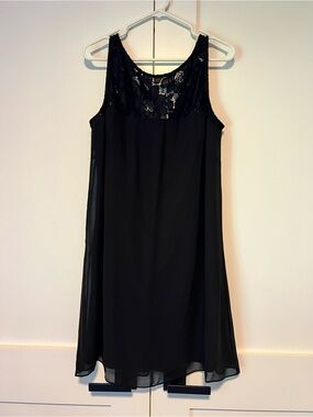 Chaps Black Lace V-Neck Dress